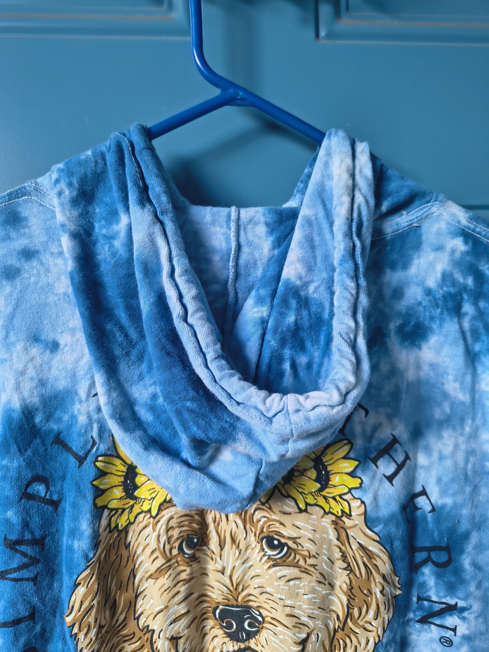 Simply Southern Men's Blue Tie-Dye Hoodie Sweater - Picture 7 of 11
